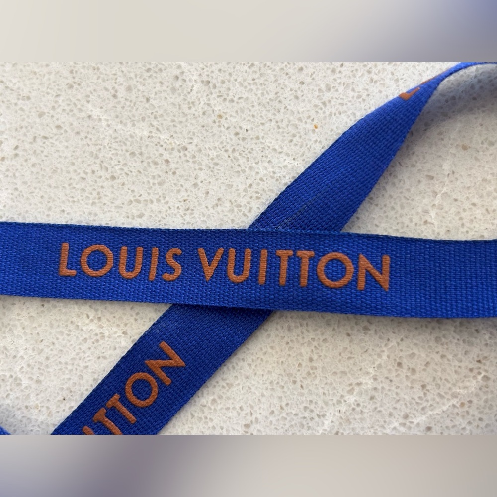 Authentic Louis Vuitton Ribbon 72inches Blue Brown Luxury Designer